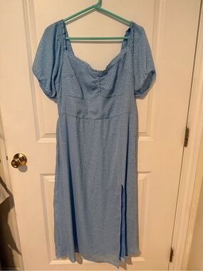 Hollister Light Blue Puff Sleeve Midi Dress